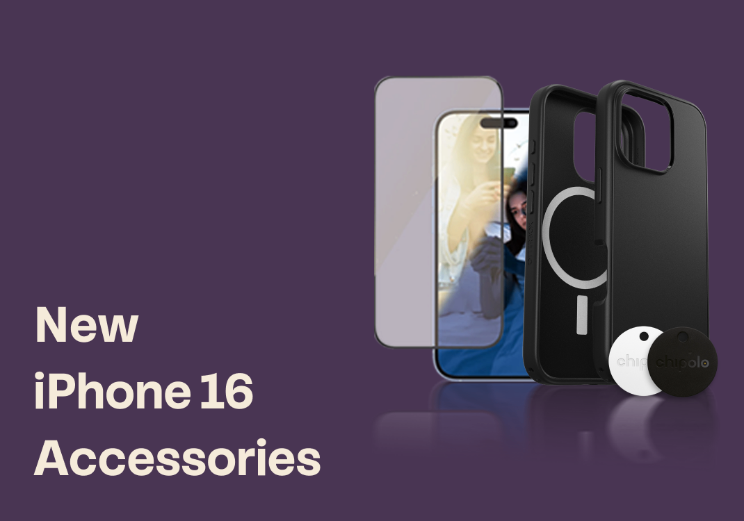 An image of some iPhone 16 accessories alongside the words New iPhone 16 accessories